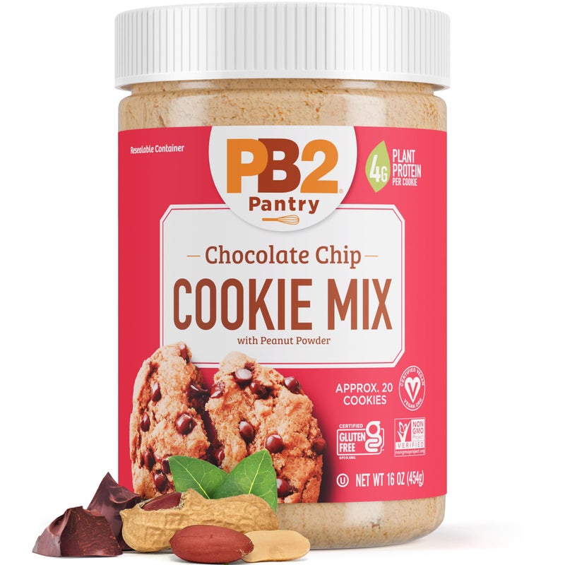 PB2 Pantry Chocolate Chip Cookie Mix - 16 oz Jar | Certified Vegan, Gluten Free, Non-GMO, 4g Plant Protein Per Cookie - Image 1